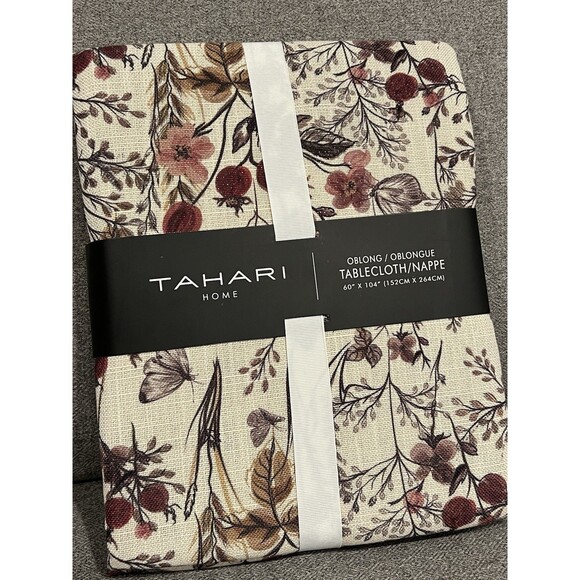 TAHARI HOME TABLECLOTH 60 X 104 Floral & Butterfly Metallic Glitter Holiday New - Picture 1 of 4